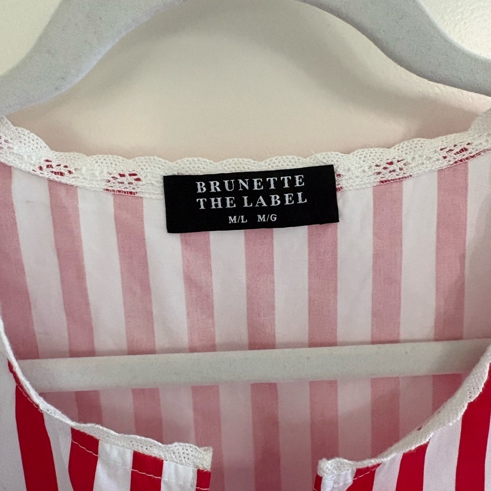 Brunette The Label Poplin Tie Up Top Size M/L - Picture 4 of 6